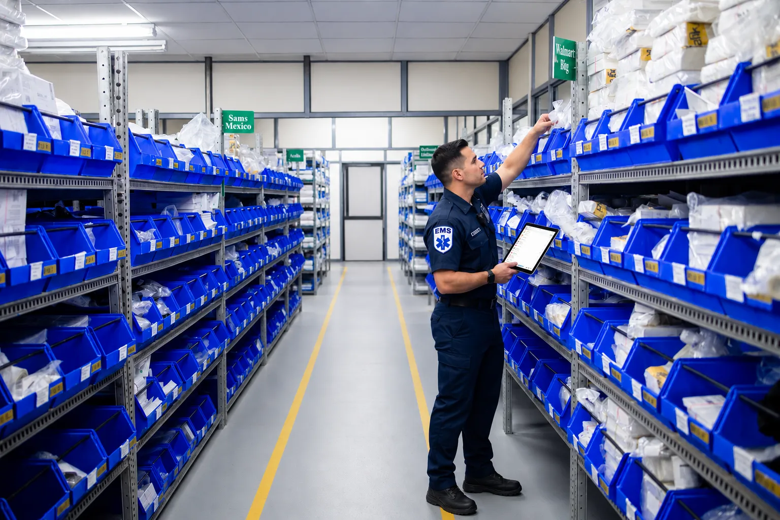 Man checking inventory stock levels